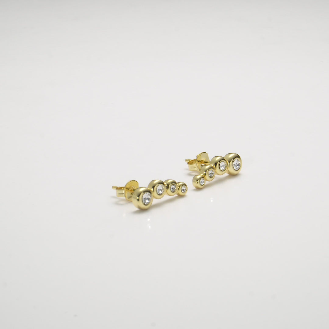 Gold Plated Four Stone Climber Earrings Created With Zircondia® Crystals Video