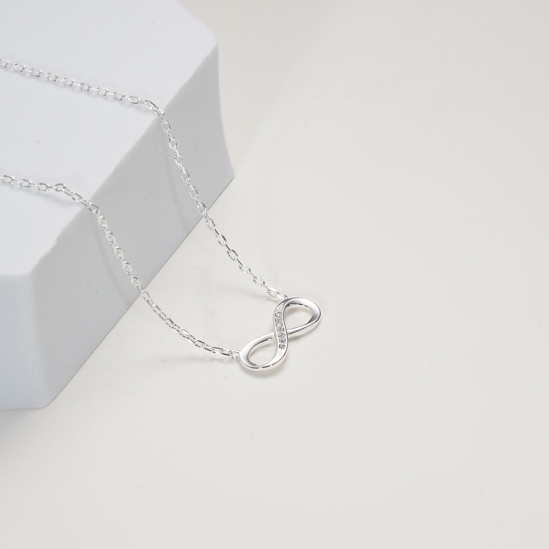 Silver Plated Infinity Pendant Necklace Created with Zircondia® Crystals Video
