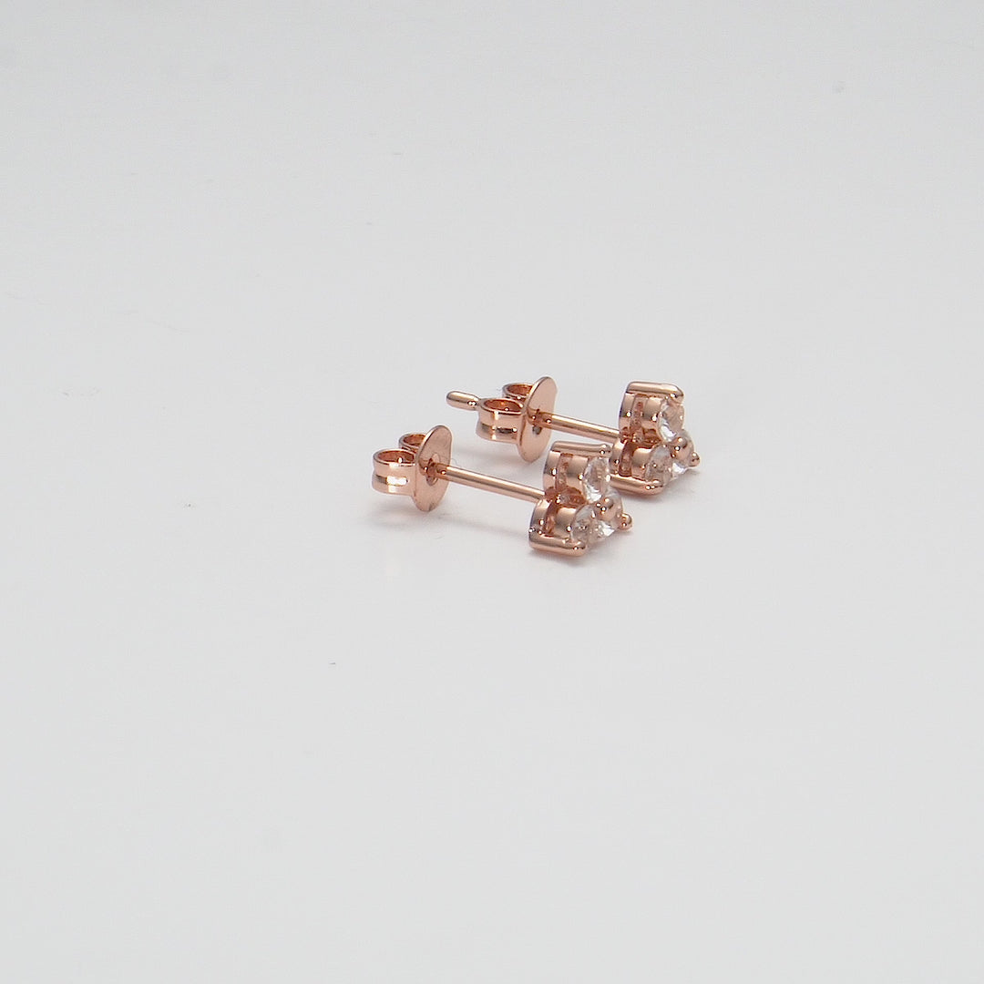 Rose Gold Plated Three Stone Earrings Created with Zircondia® Crystals Video