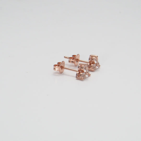 Rose Gold Plated Three Stone Earrings Created with Zircondia® Crystals Video