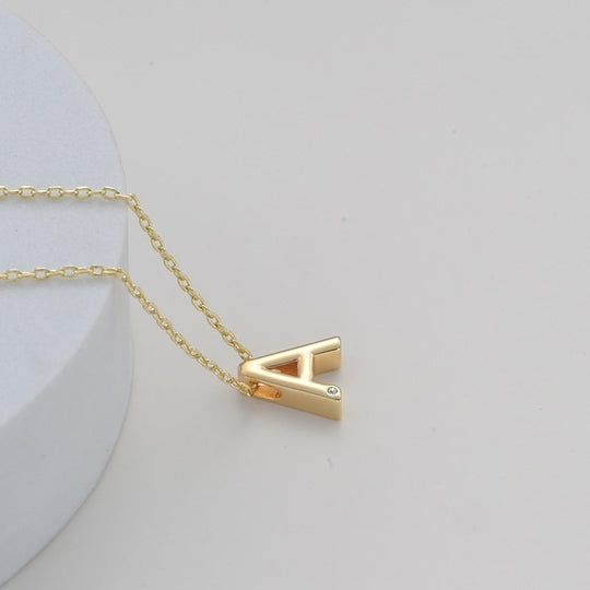 Gold Plated Initial Necklace Letter A Created with Zircondia® Crystals Video