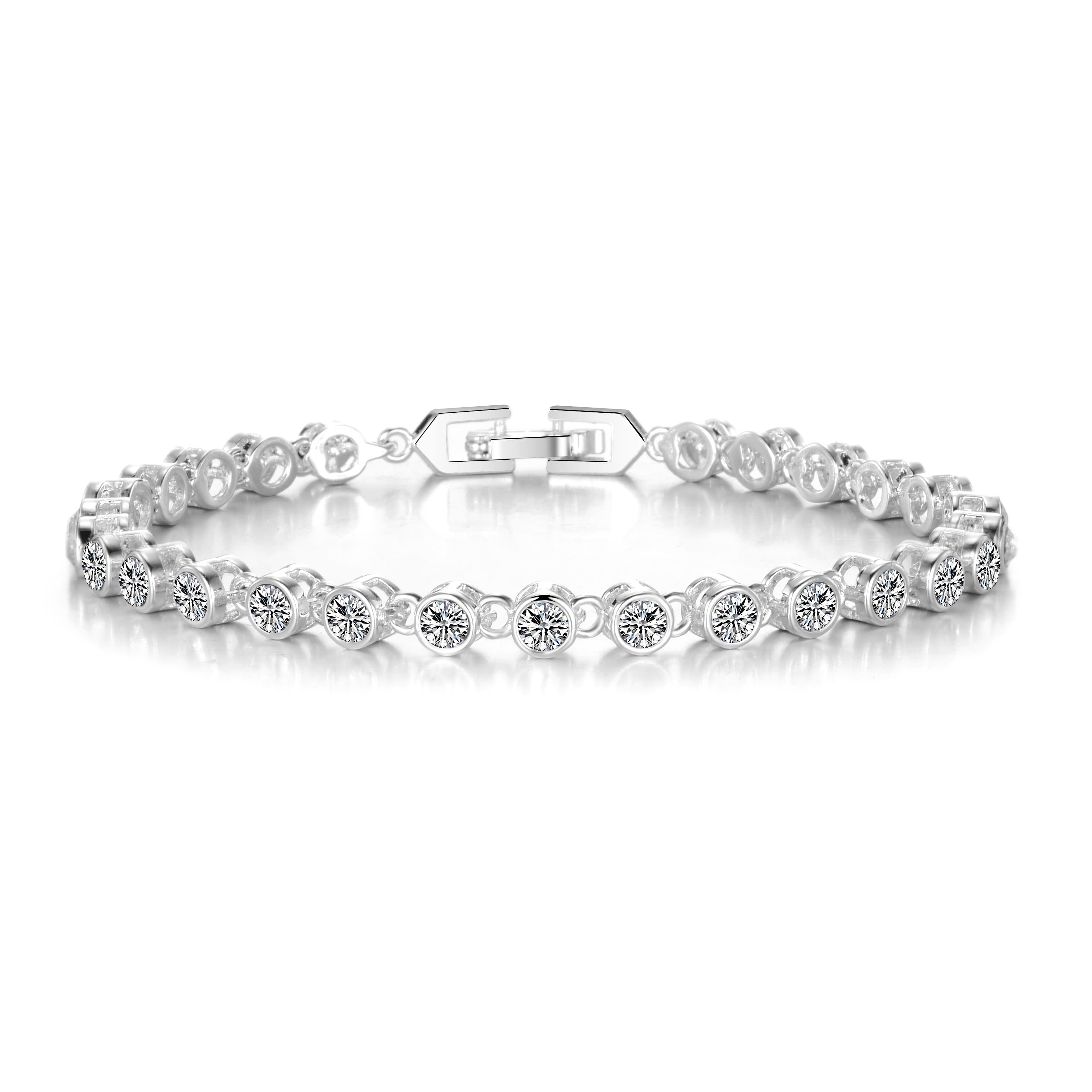Solitaire Bracelet Created with Zircondia® Crystals by Philip Jones Jewellery