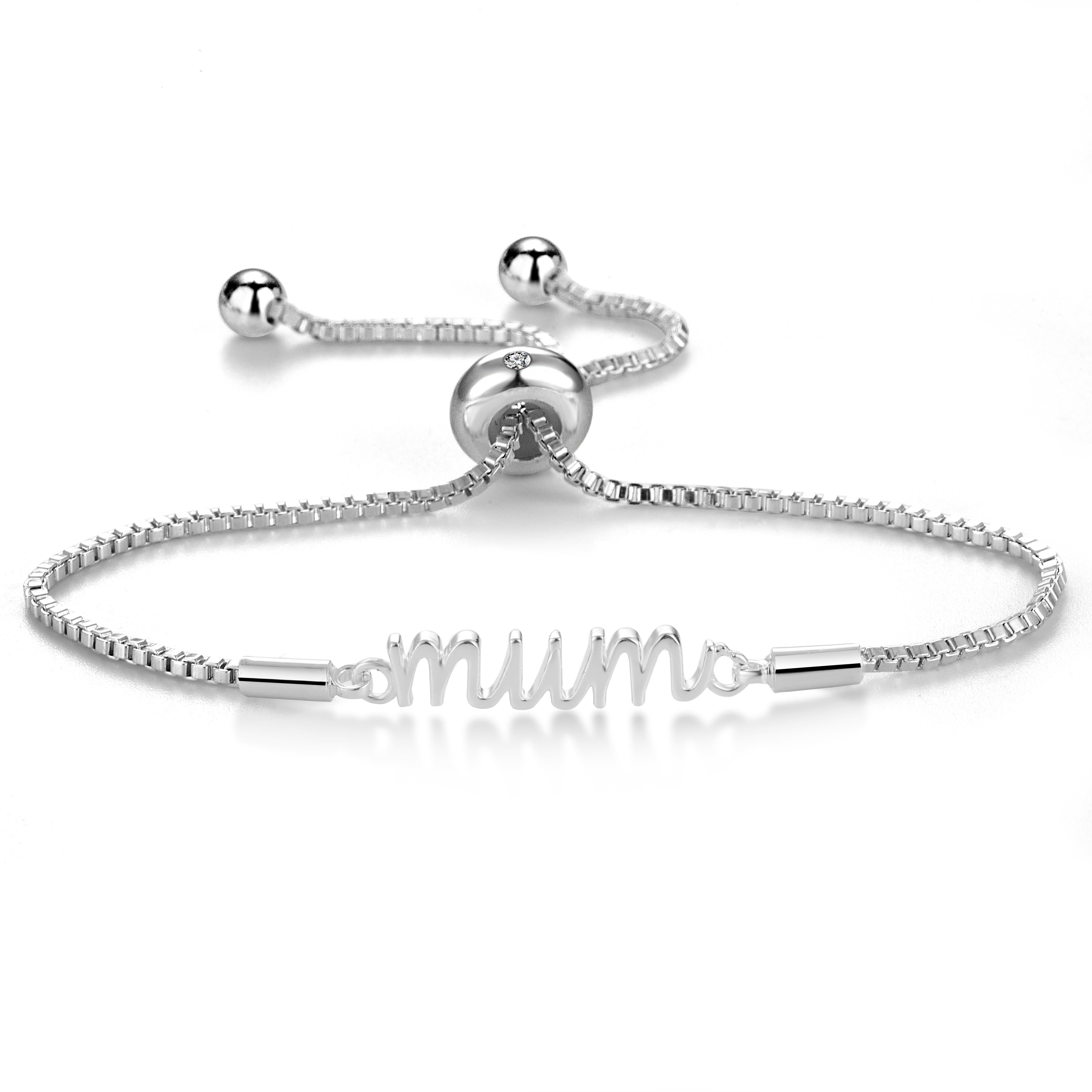 Silver Plated Mum Bracelet Created with Zircondia® Crystals by Philip Jones Jewellery