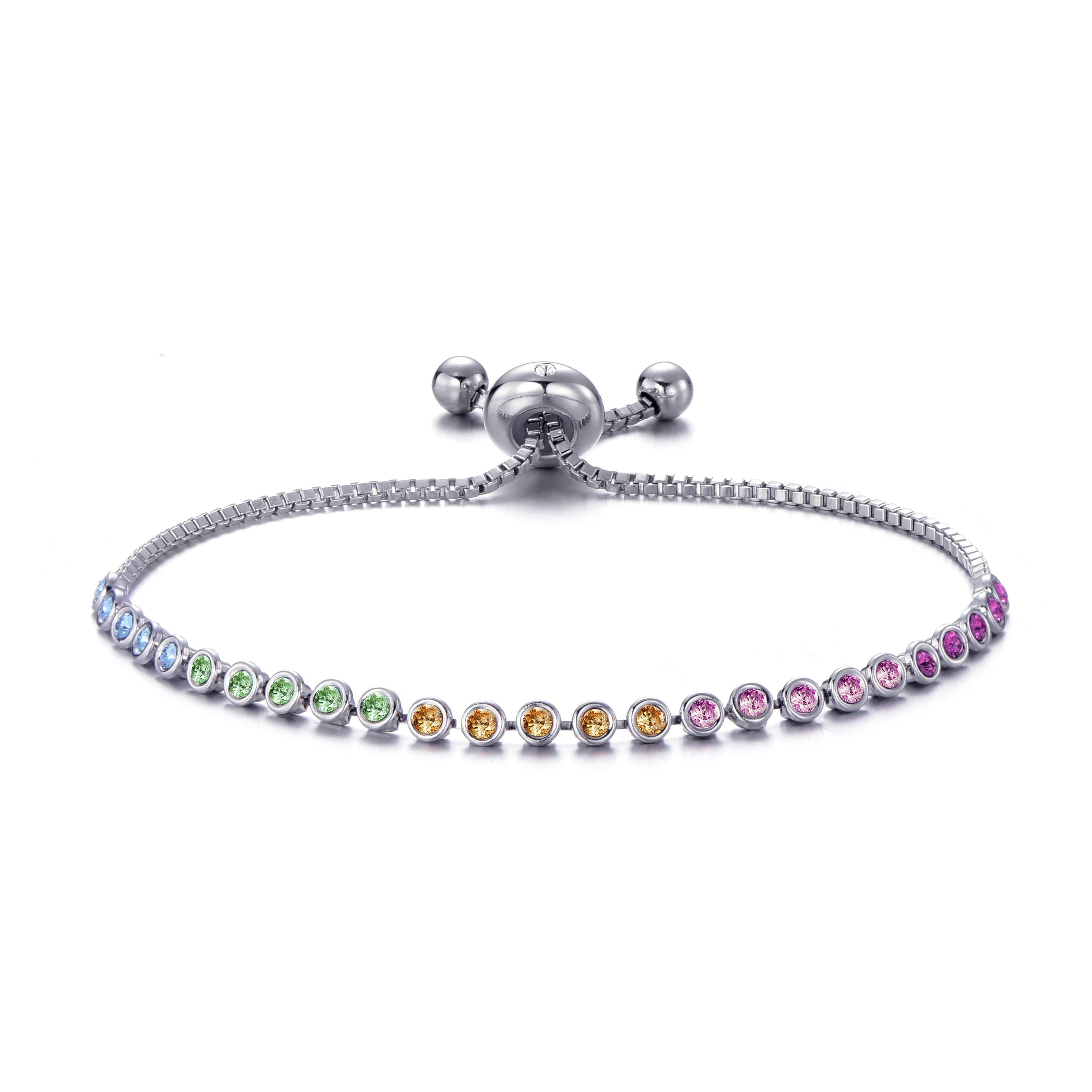 Rainbow Friendship Bracelet with Zircondia® Crystals by Philip Jones Jewellery