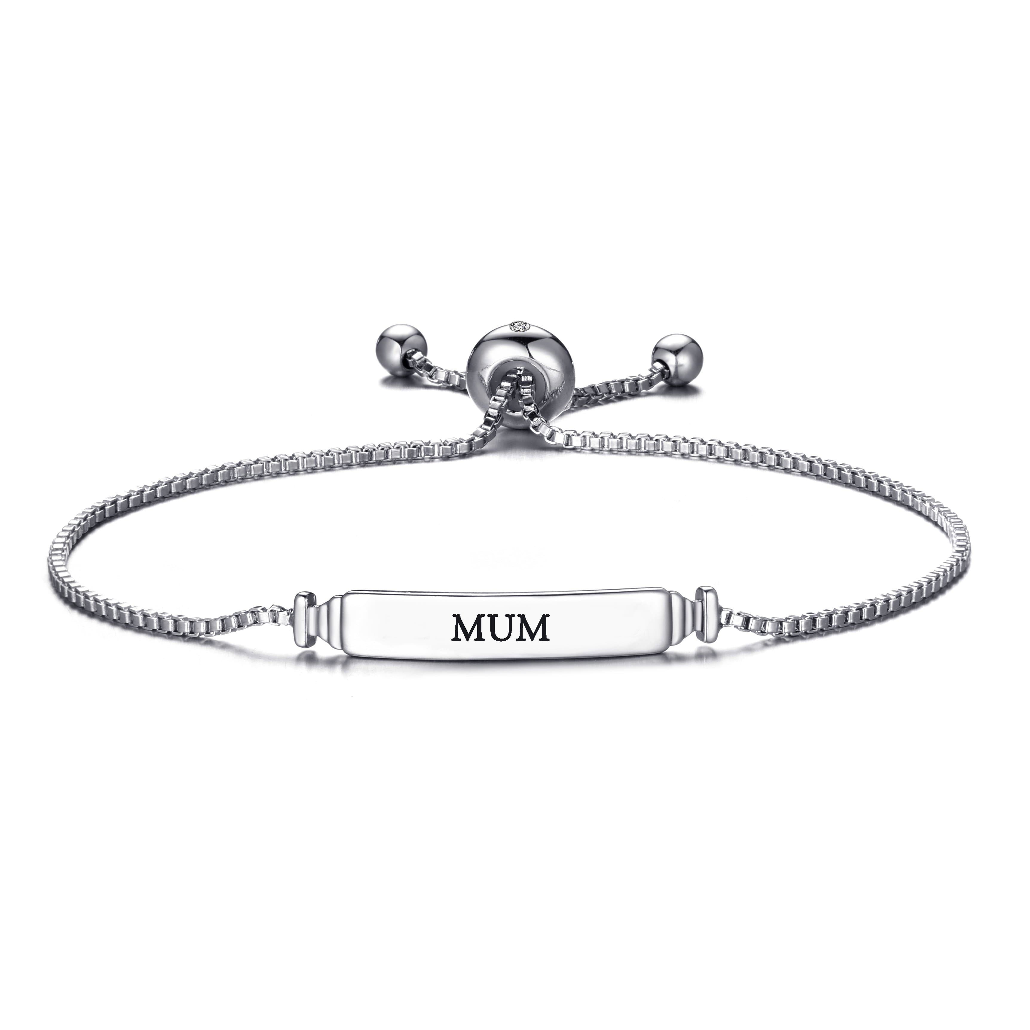 Mum ID Friendship Bracelet Created with Zircondia® Crystals by Philip Jones Jewellery