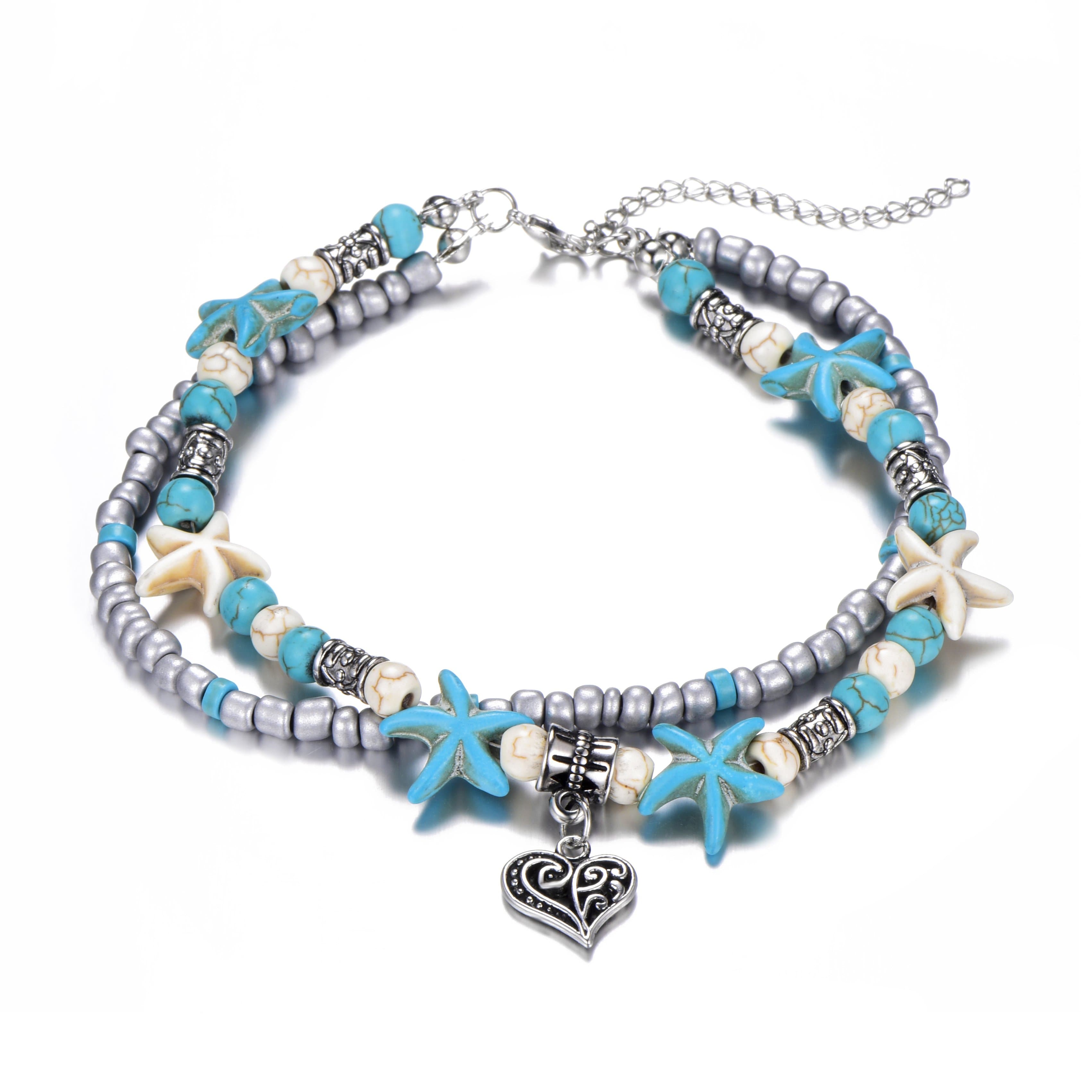 Synthetic Turquoise Beach Anklet by Philip Jones Jewellery