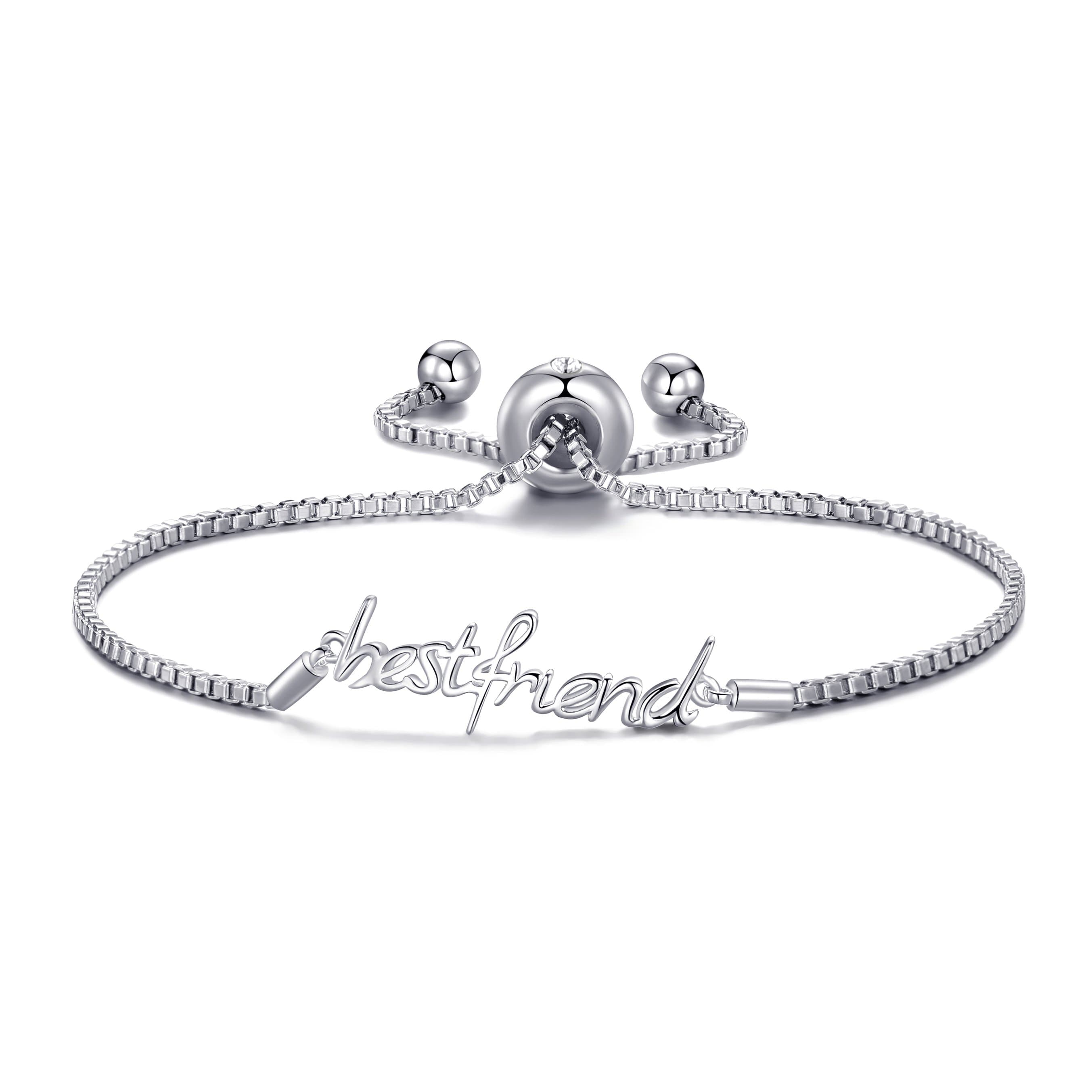 Silver Plated Best Friend Bracelet Created with Zircondia® Crystals by Philip Jones Jewellery