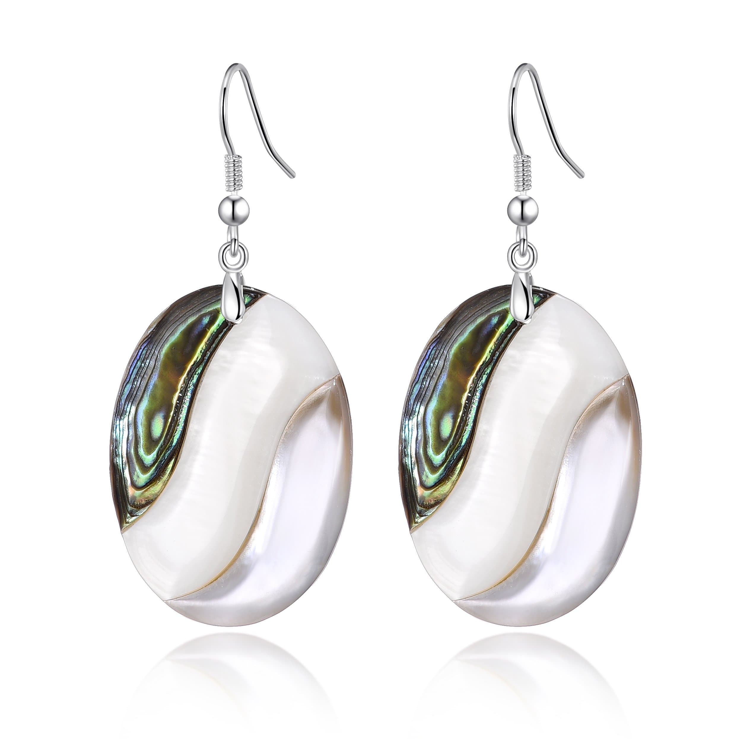 Abalone Shell Oval Drop Earrings by Philip Jones Jewellery