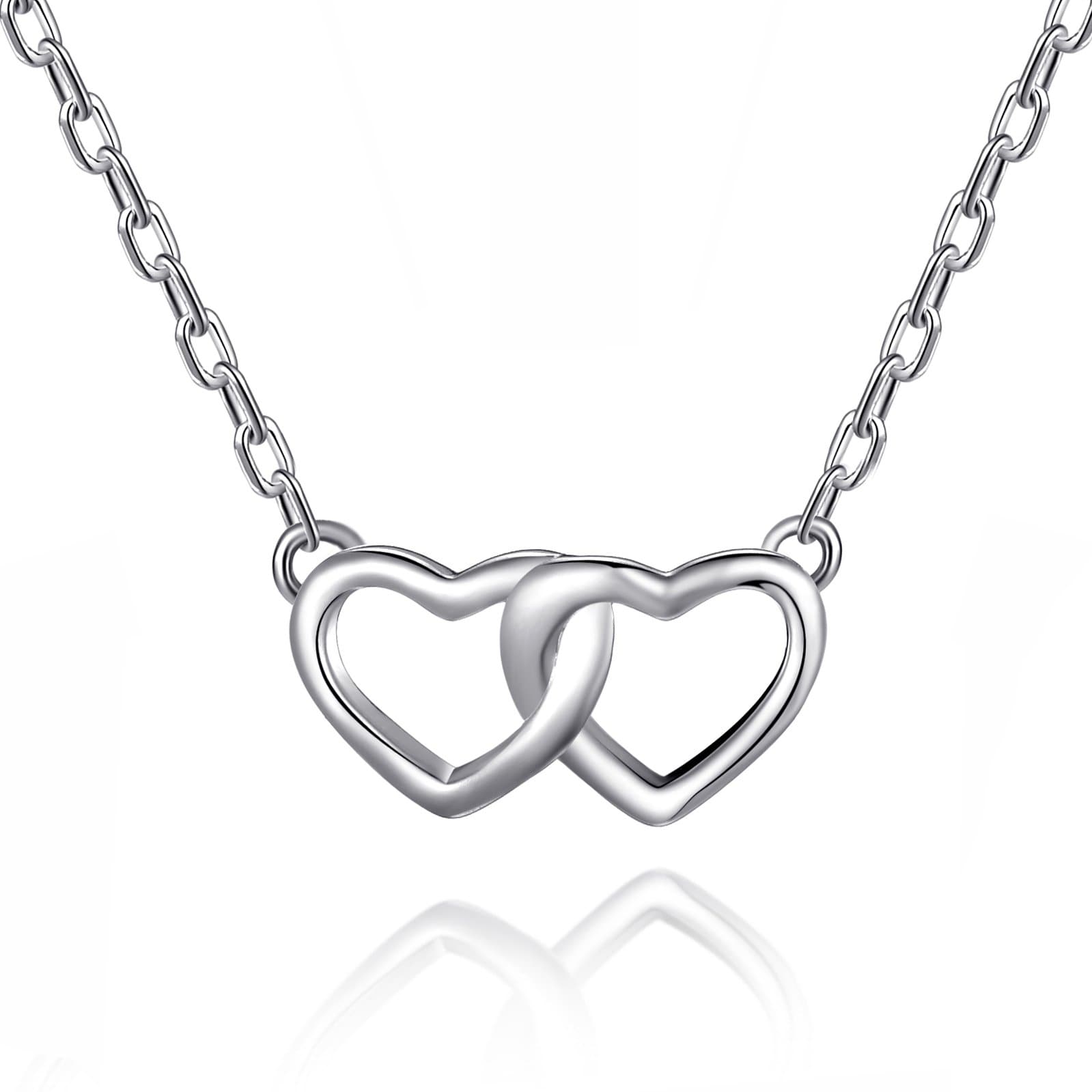 Sterling Silver Heart Link Necklace by Philip Jones Jewellery