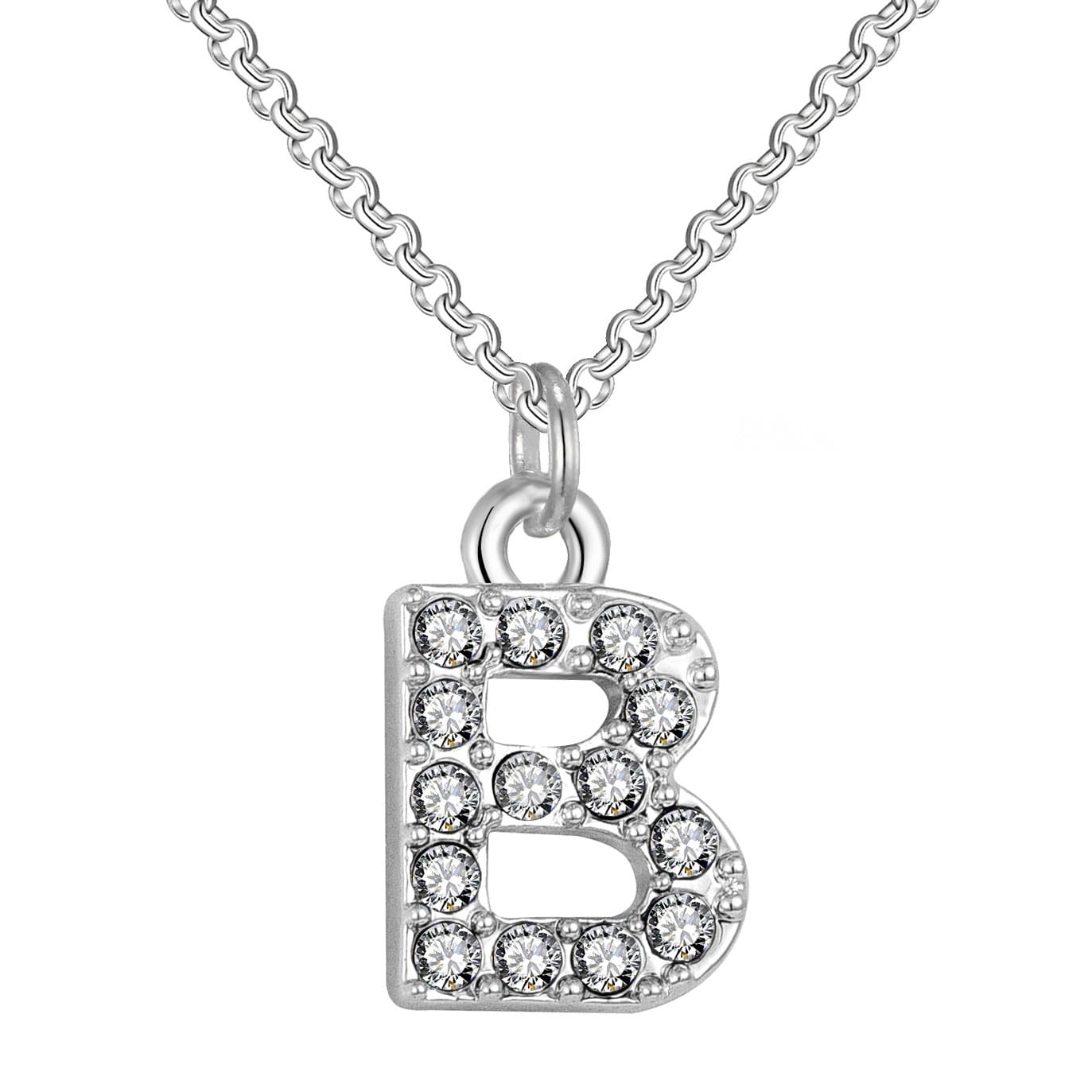 Pave Initial Necklace Letter B Created with Zircondia® Crystals by Philip Jones Jewellery