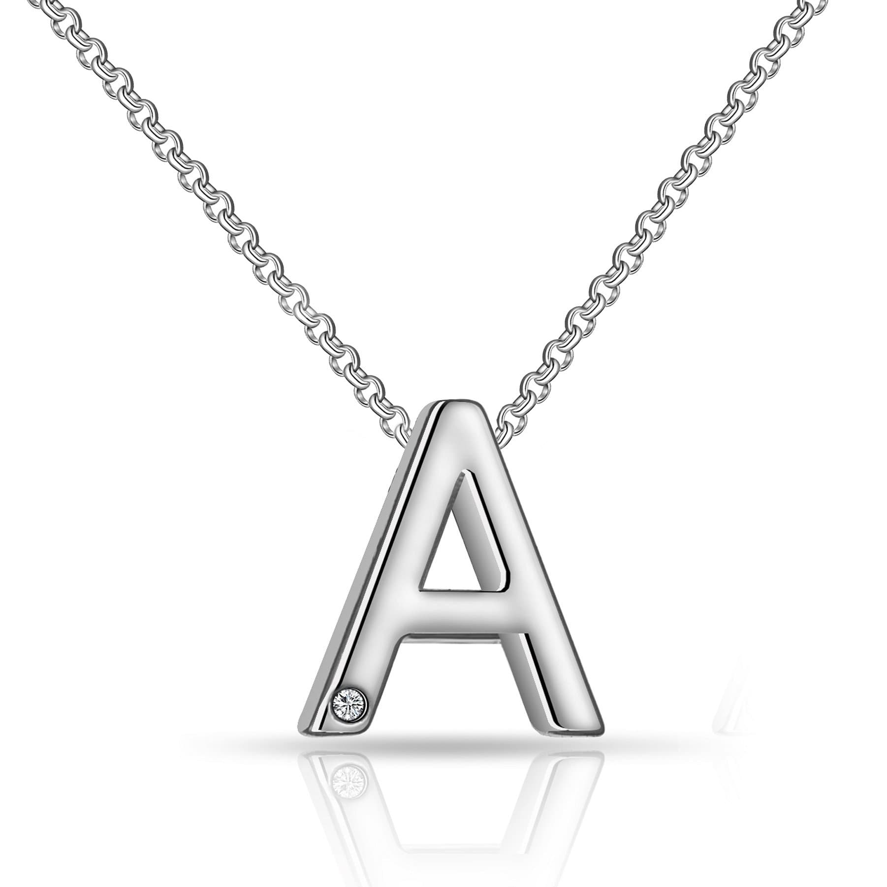 Initial Necklace Letter A Created with Zircondia® Crystals by Philip Jones Jewellery