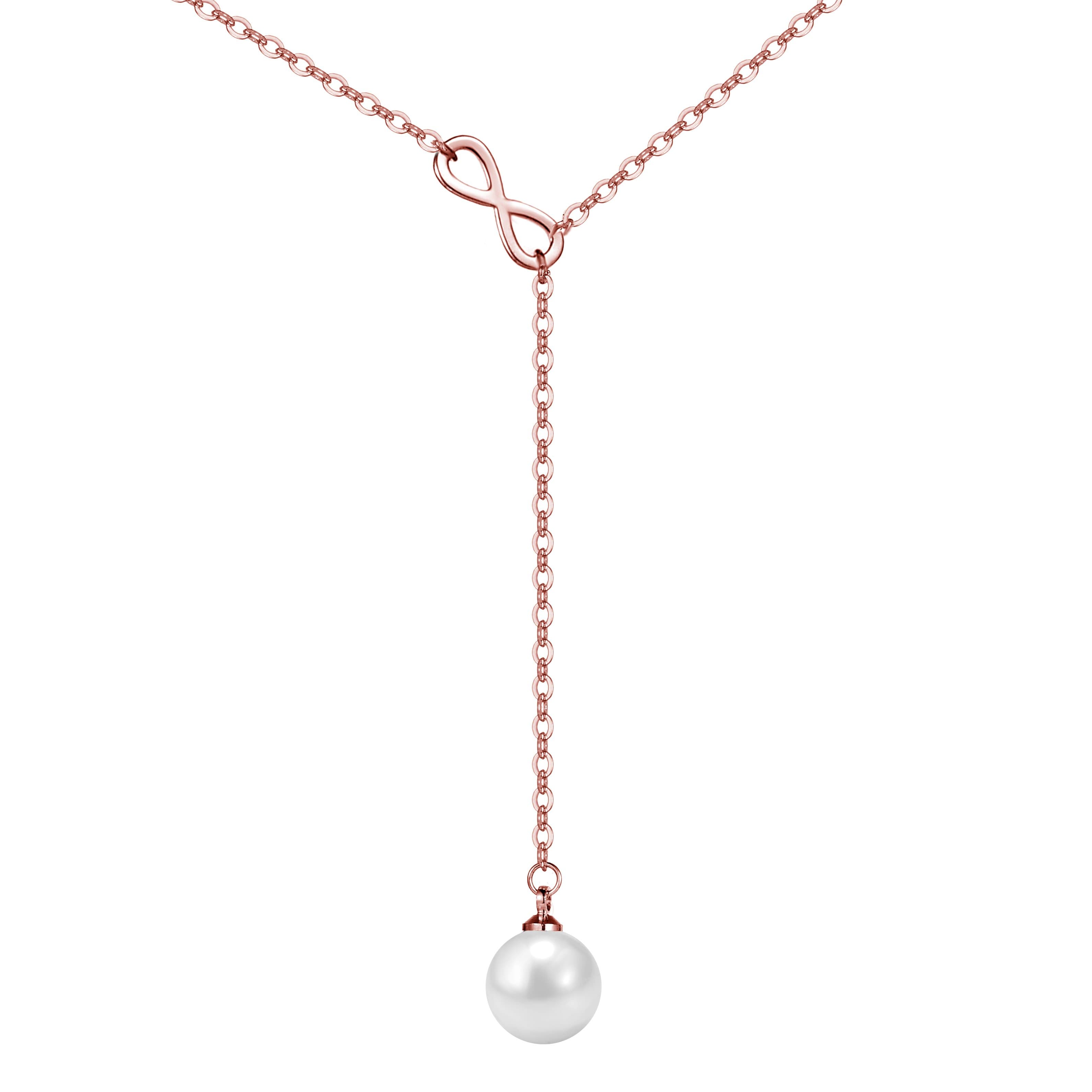 Rose Gold Plated Infinity Pearl Necklace by Philip Jones Jewellery
