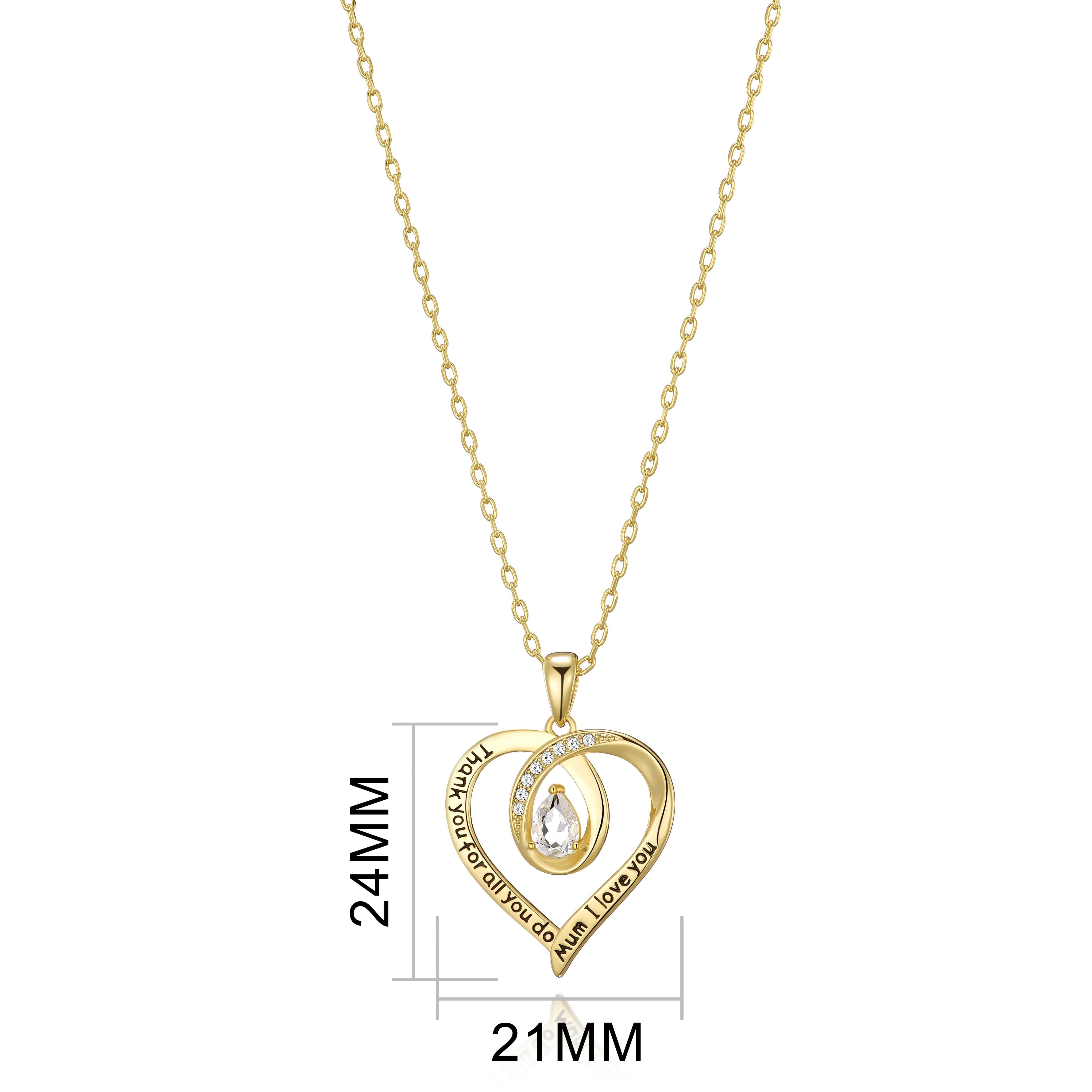 Gold Plated Mum I Love You Quote Necklace Created with Zircondia® Crystals