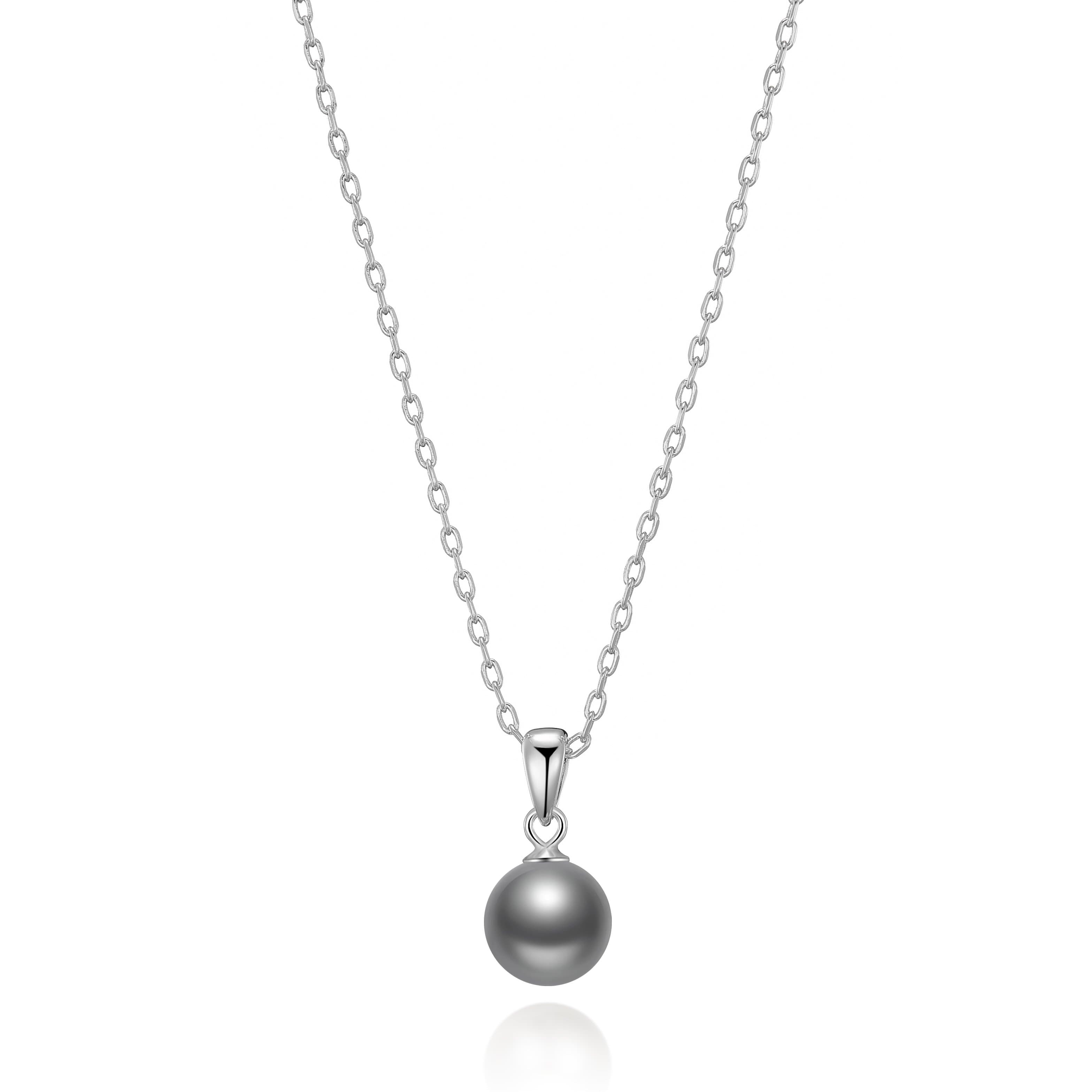Sterling Silver Grey Shell Pearl Necklace by Philip Jones Jewellery