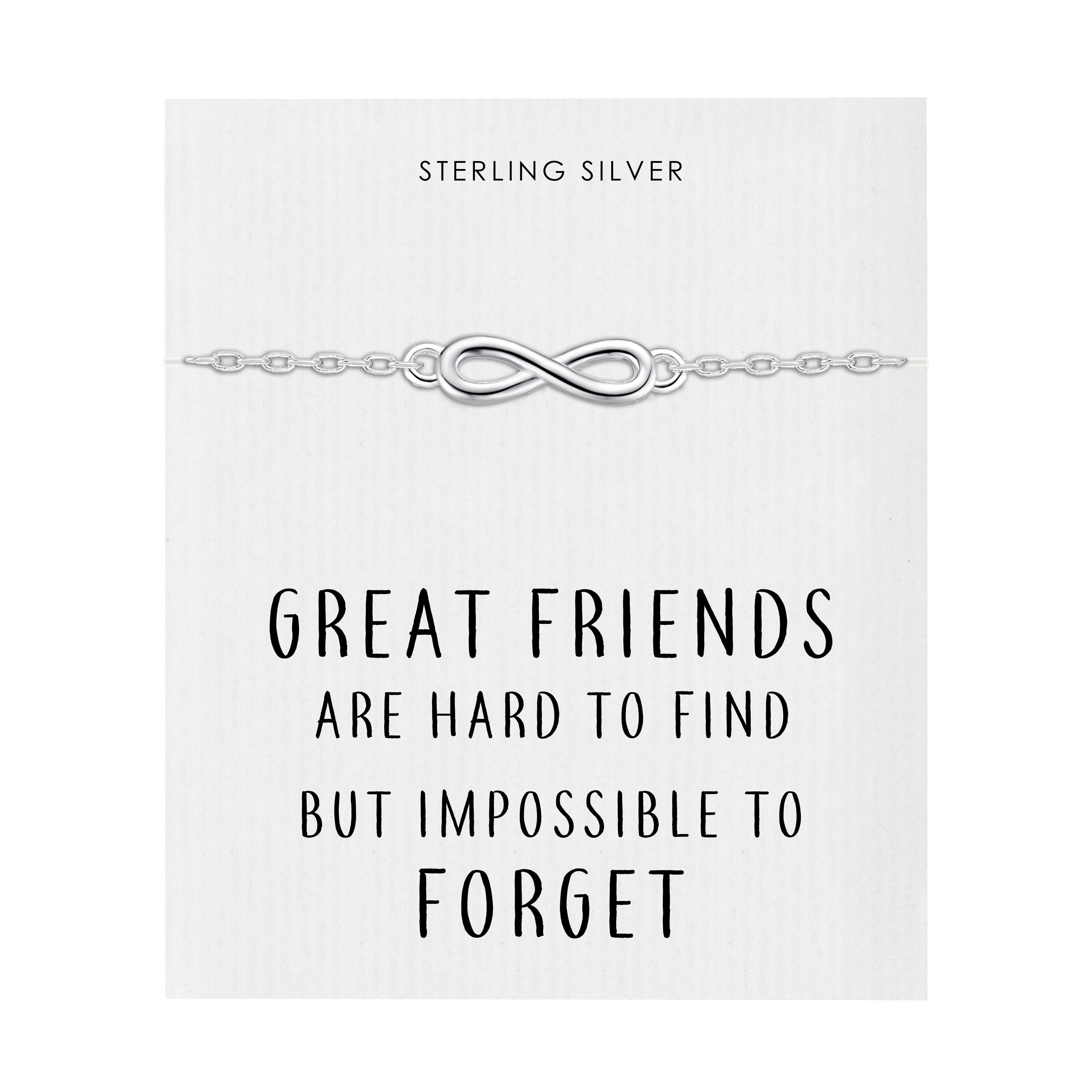 Sterling Silver Friendship Quote Infinity Bracelet by Philip Jones Jewellery