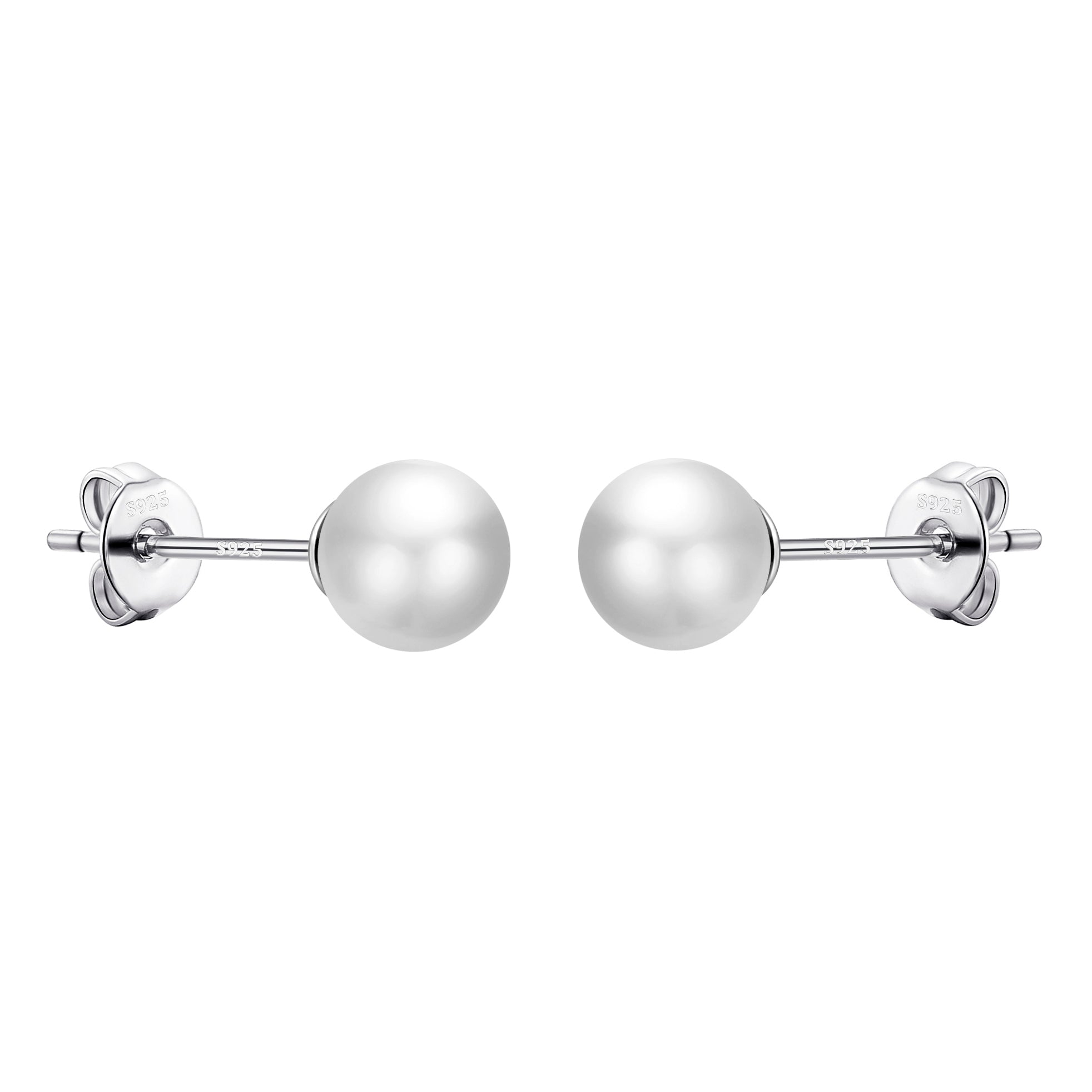 Sterling Silver White Shell Pearl Earrings by Philip Jones Jewellery