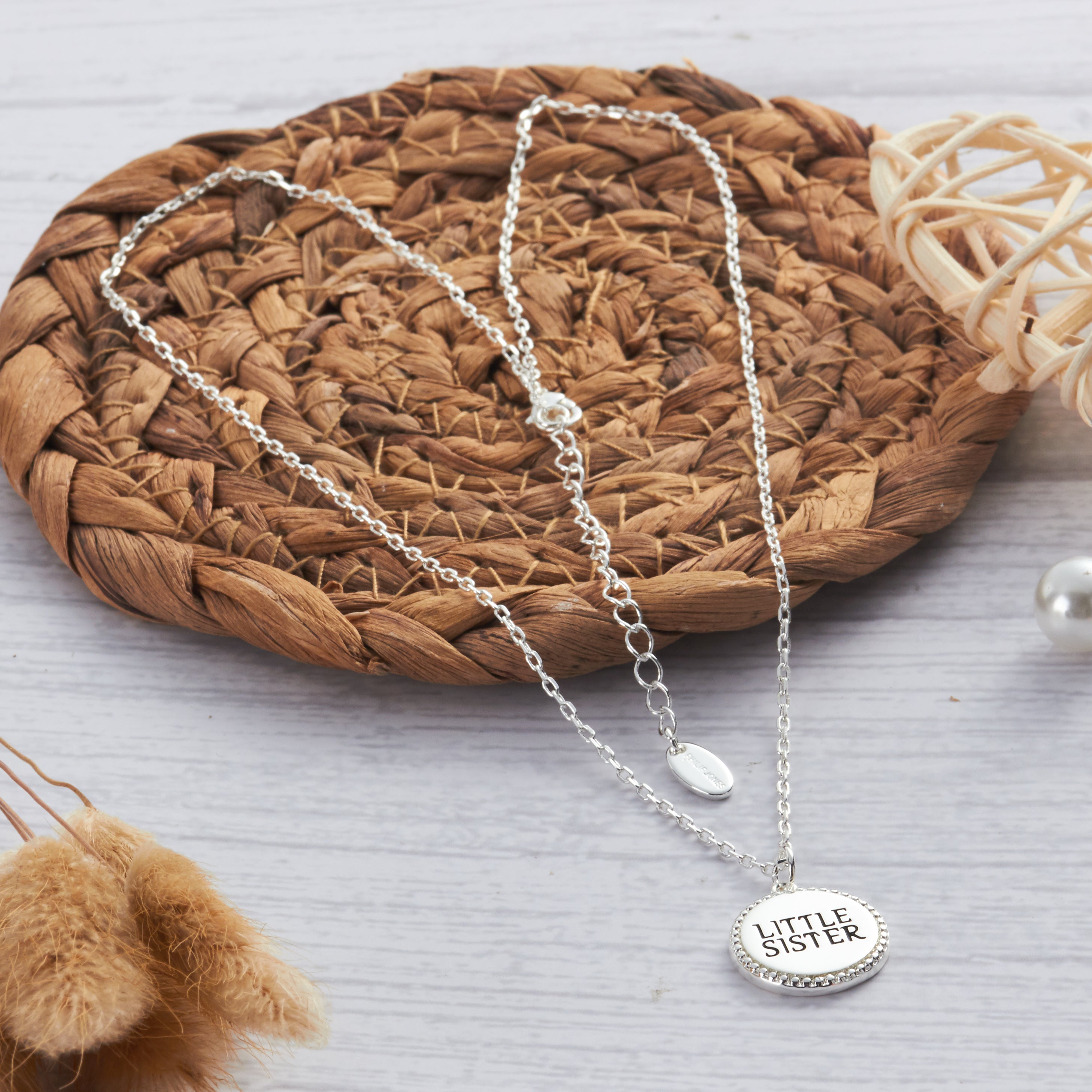Silver Plated Filigree Disc Little Sister Necklace