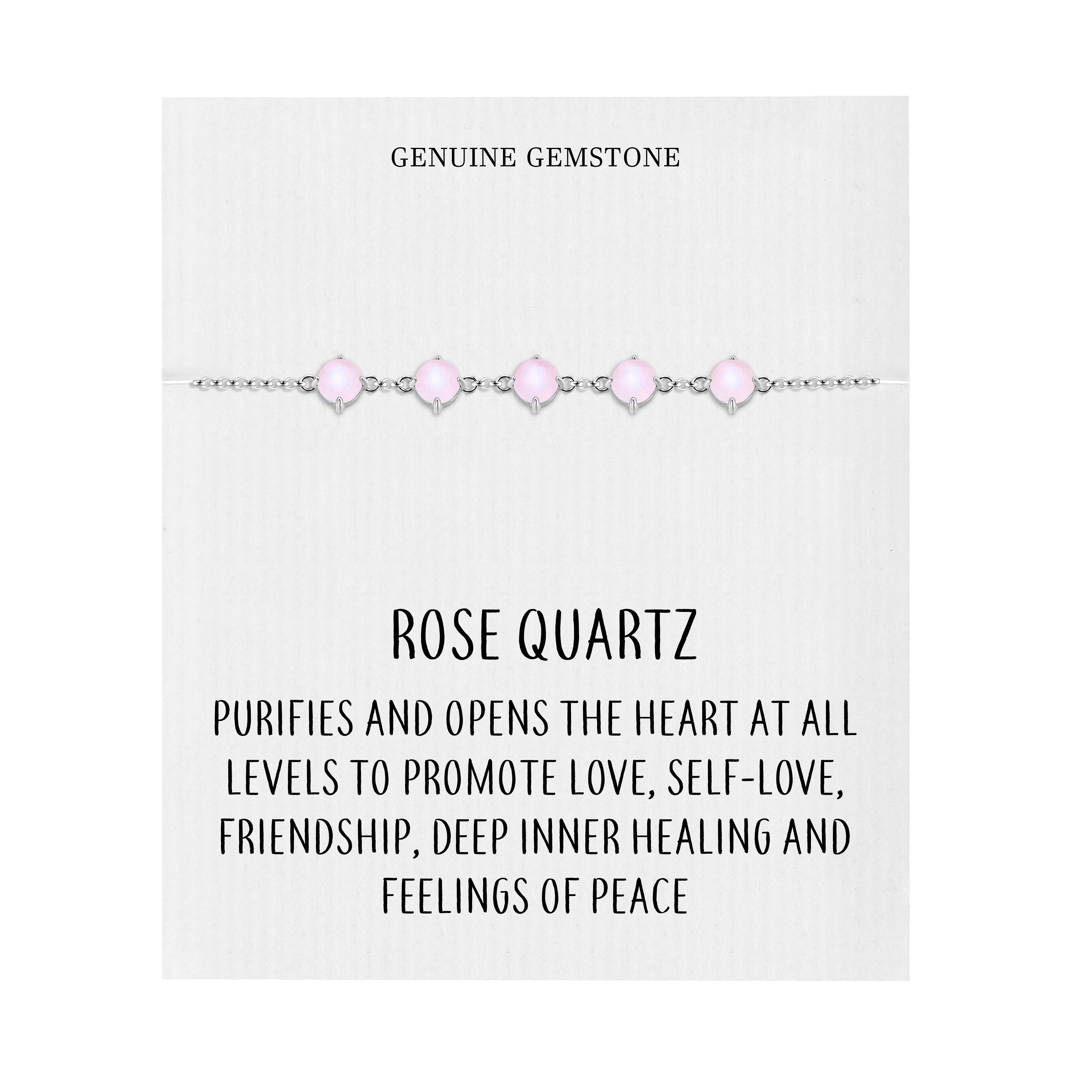 Rose Quartz Gemstone Bracelet with Quote Card by Philip Jones Jewellery