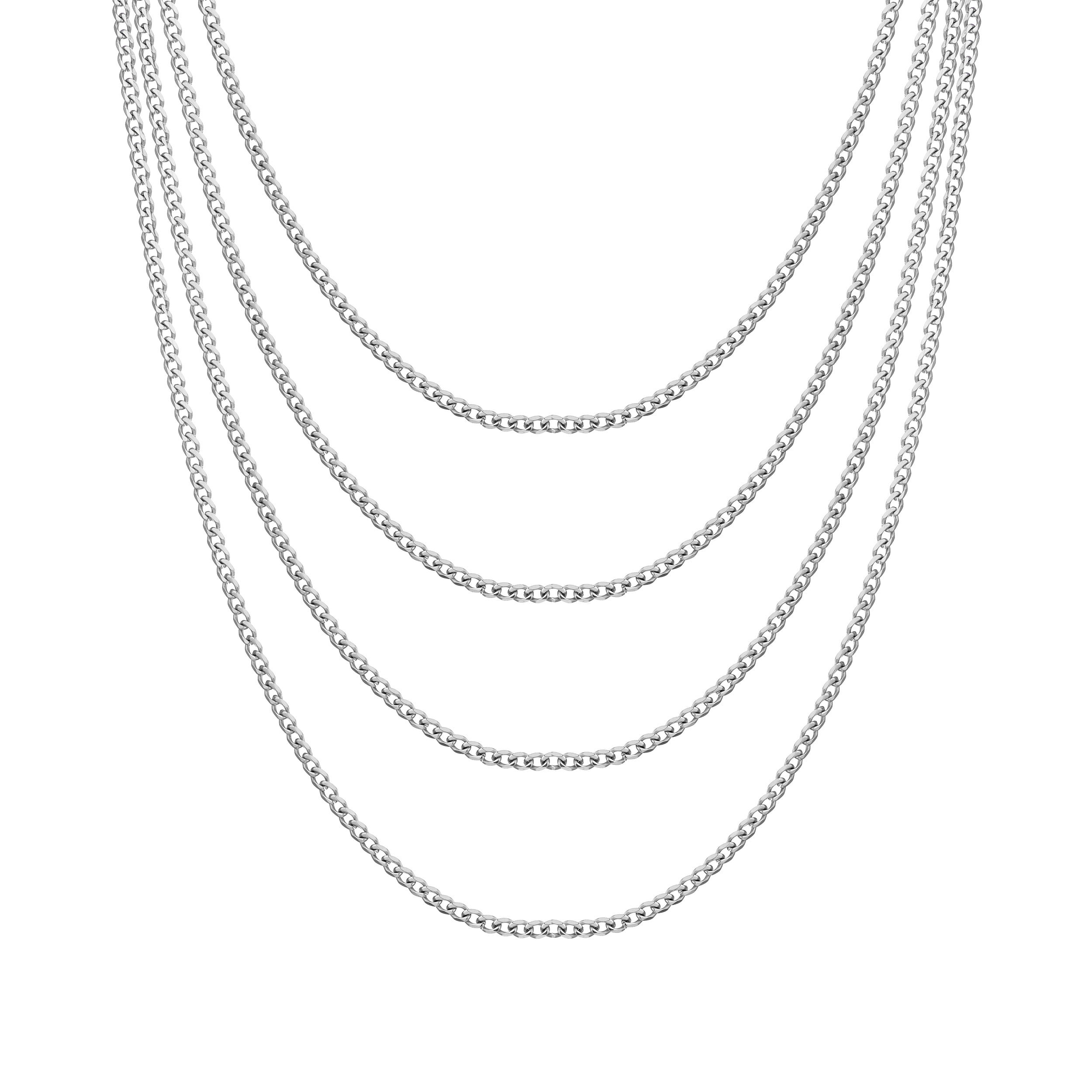 Men's 3mm Stainless Steel 18-24 Inch Curb Chain Necklace by Philip Jones Jewellery