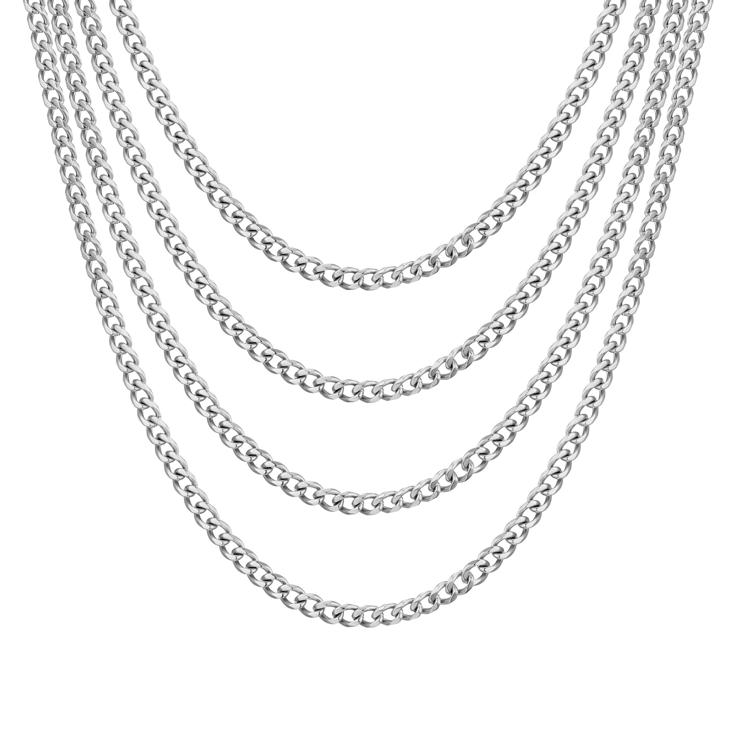 Men's 6mm Stainless Steel 18-24 Inch Curb Chain Necklace by Philip Jones Jewellery