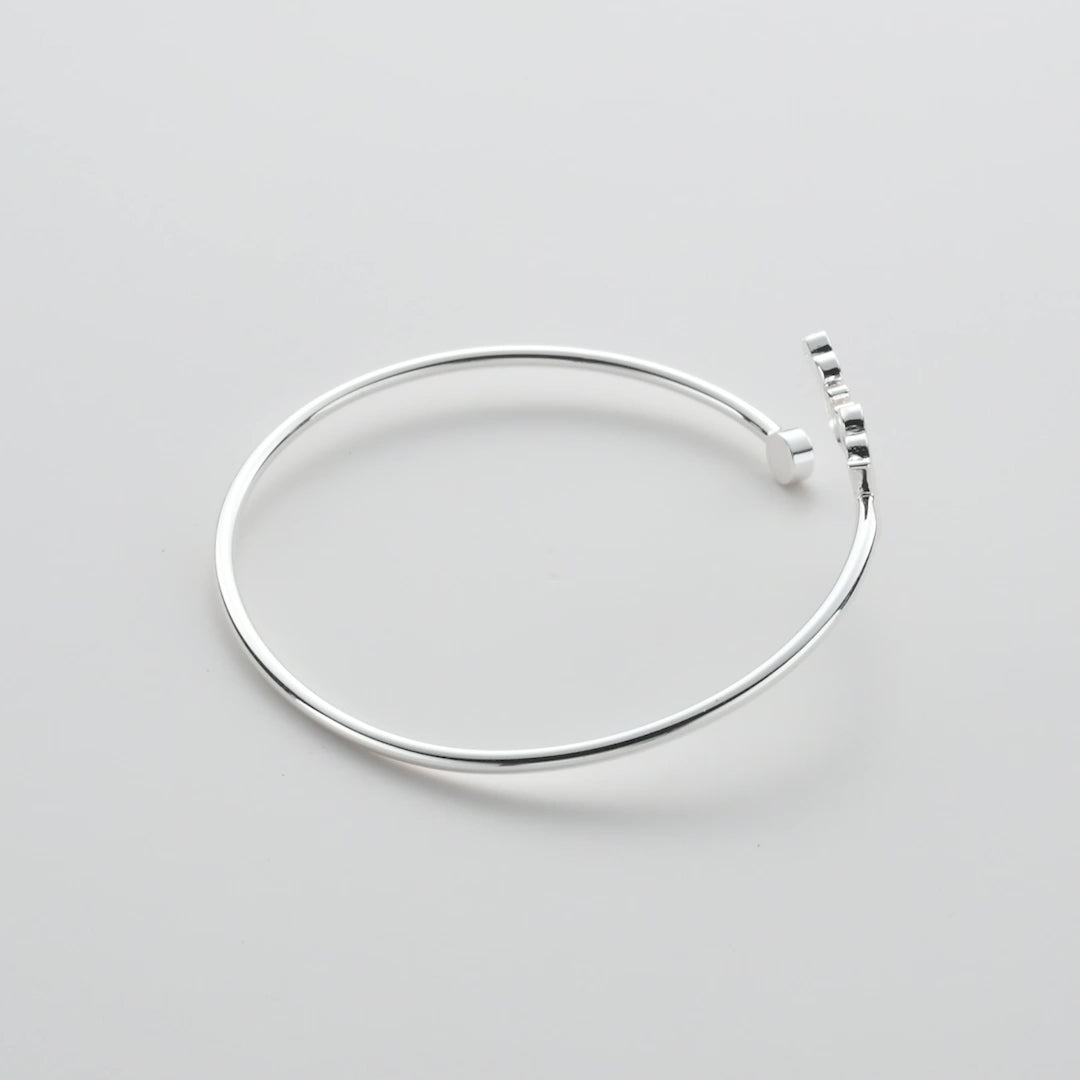 Silver Plated Mum Cuff Bangle Created with Zircondia® Crystals Video