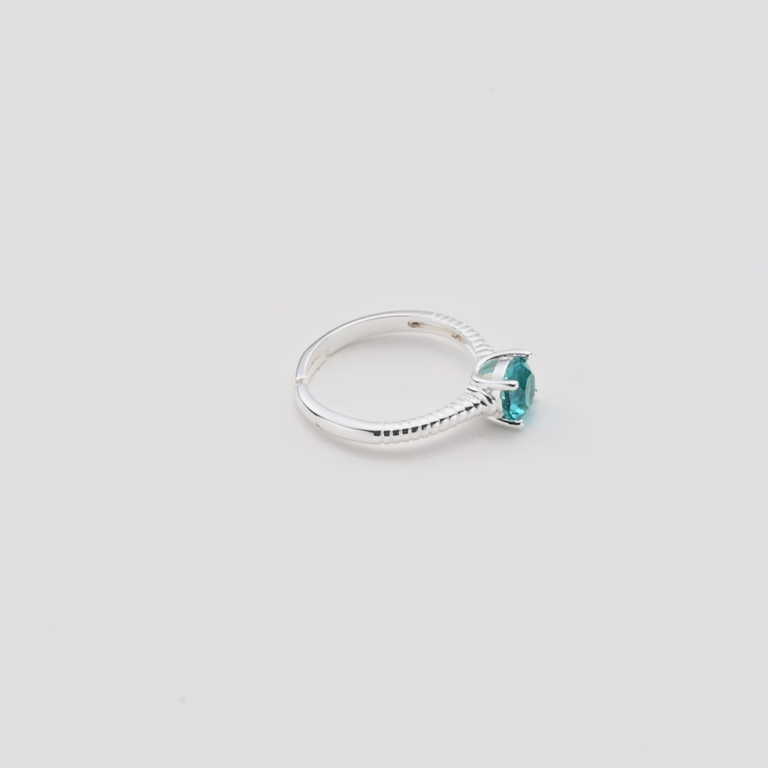 Blue Adjustable Crystal Ring Created with Zircondia® Crystals Video