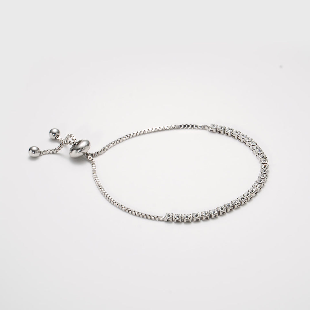 Silver Plated Solitaire Friendship Bracelet Created with Zircondia® Crystals Video