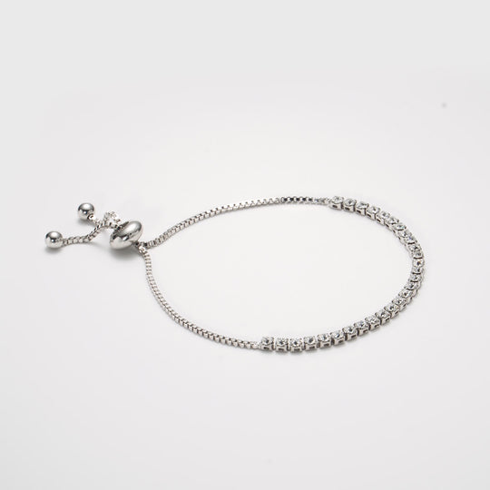 Silver Plated Solitaire Friendship Bracelet Created with Zircondia® Crystals Video