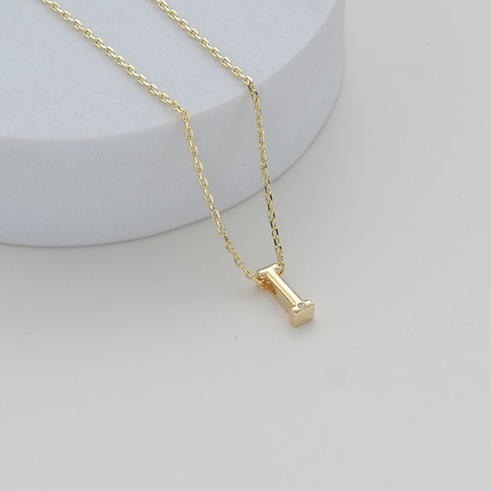 Gold Plated Initial Necklace Letter I Created with Zircondia® Crystals Video