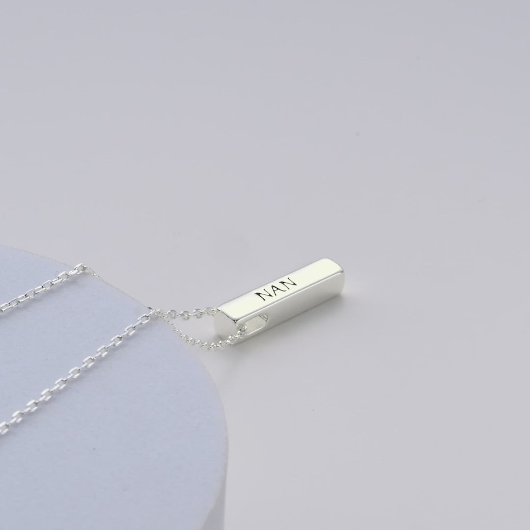 Silver Plated Nan Bar Necklace Video