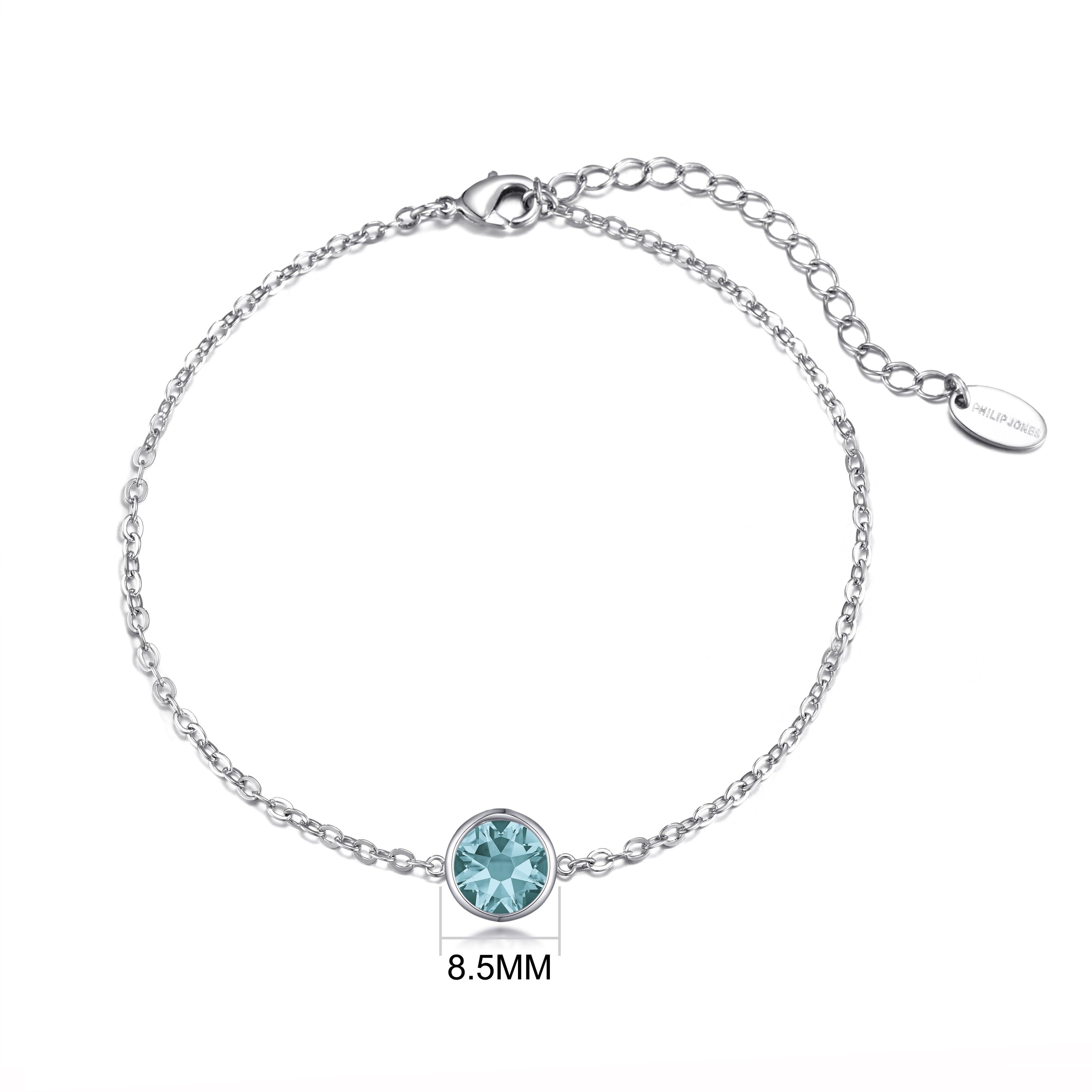 Light Blue Crystal Anklet Created with Zircondia® Crystals