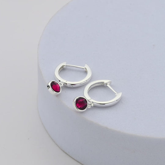 Red Crystal Hoop Earrings Created with Zircondia® Crystals Video