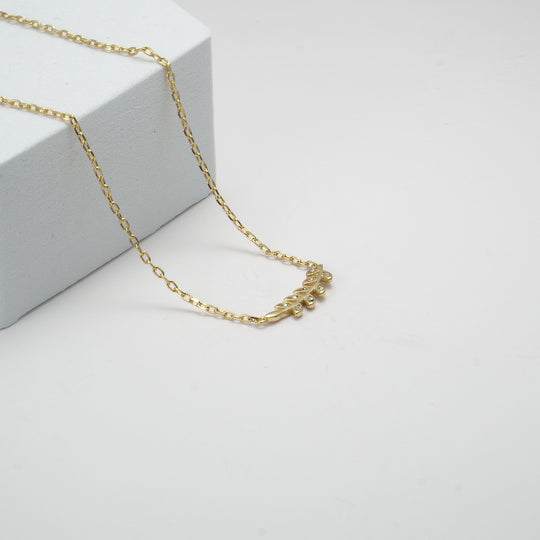 Gold Plated Leaf Necklace Created with Zircondia® Crystals Video