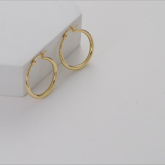 Gold Plated 30mm Hoop Earrings Video