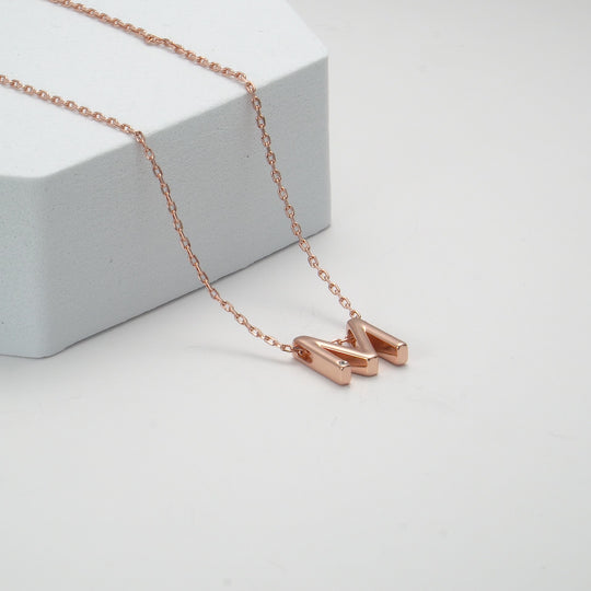 Rose Gold Plated Initial Necklace Letter M Created with Zircondia® Crystals Video