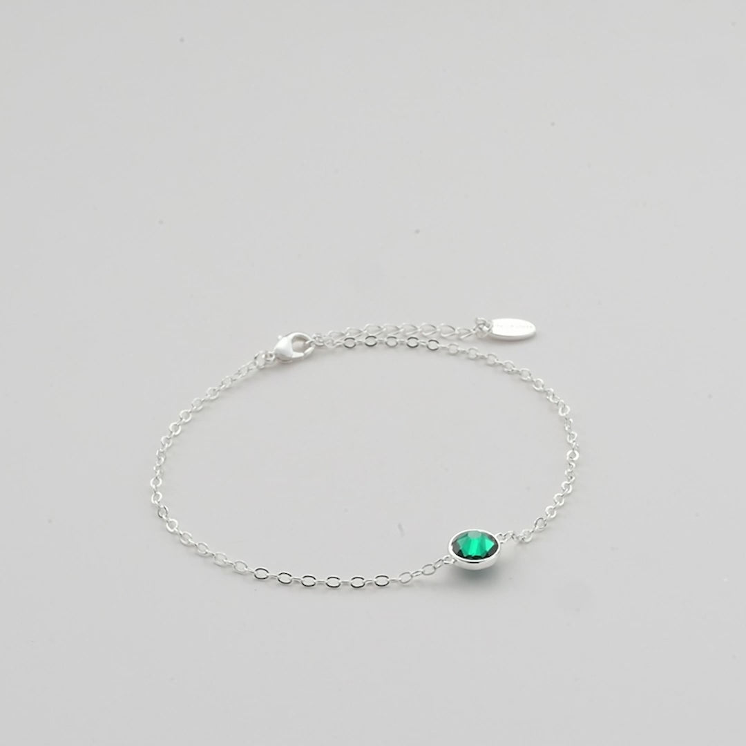 May (Emerald) Birthstone Anklet Created with Zircondia® Crystals Video