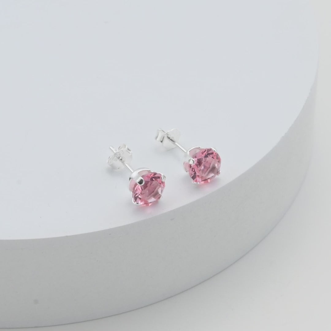 Sterling Silver Light Rose Earrings Created with Zircondia® Crystals Video