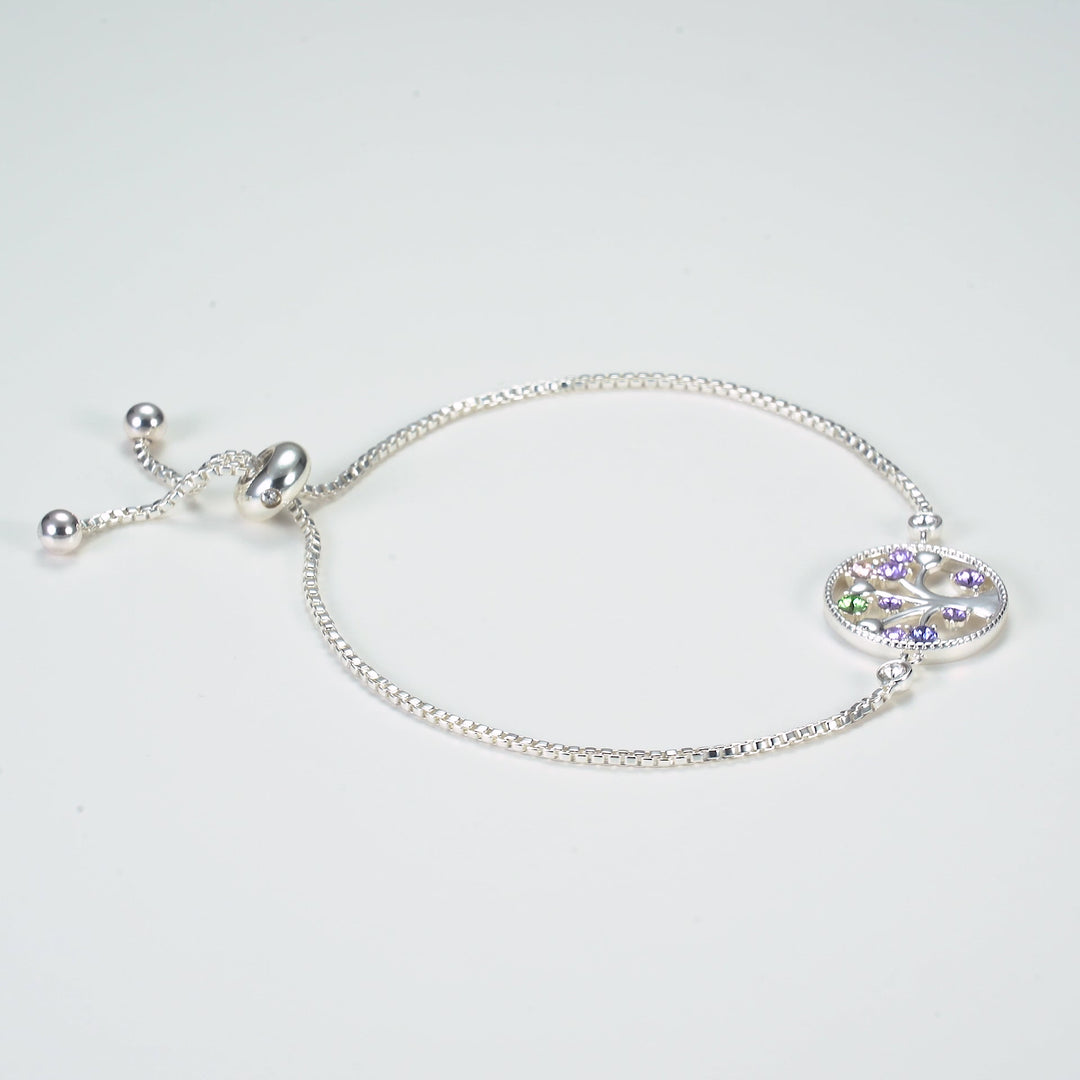 Silver Plated Chakra Tree of Life Bracelet Created with Zircondia® Crystals Video