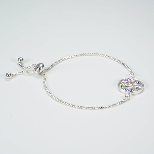 Silver Plated Chakra Tree of Life Bracelet Created with Zircondia® Crystals Video