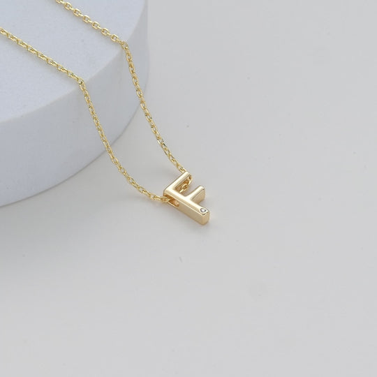 Gold Plated Initial Necklace Letter F Created with Zircondia® Crystals Video