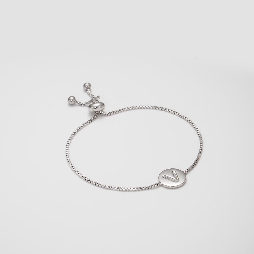 Initial Friendship Bracelet Letter V Created with Zircondia® Crystals Video
