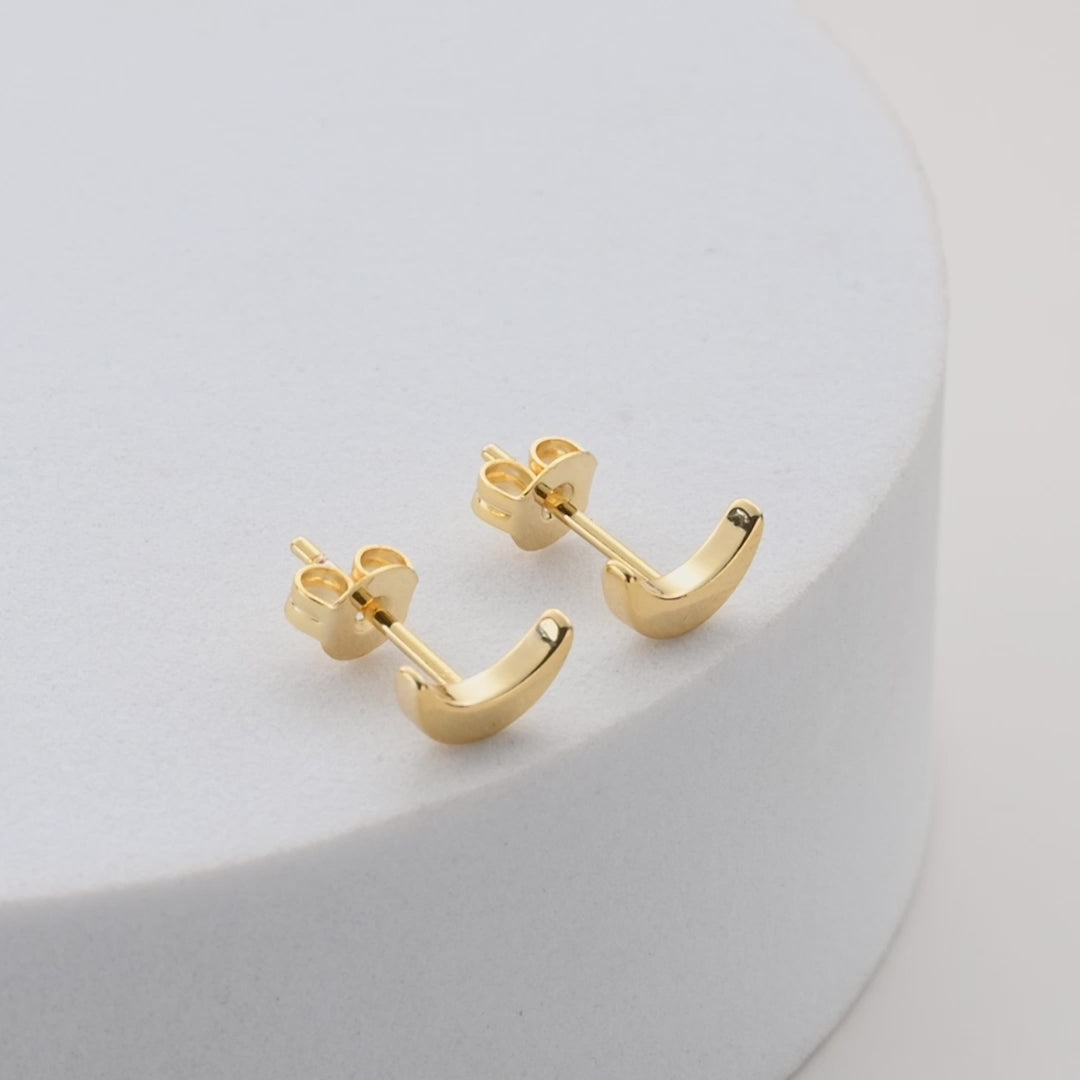 Gold Plated Moon Stud Earrings Video