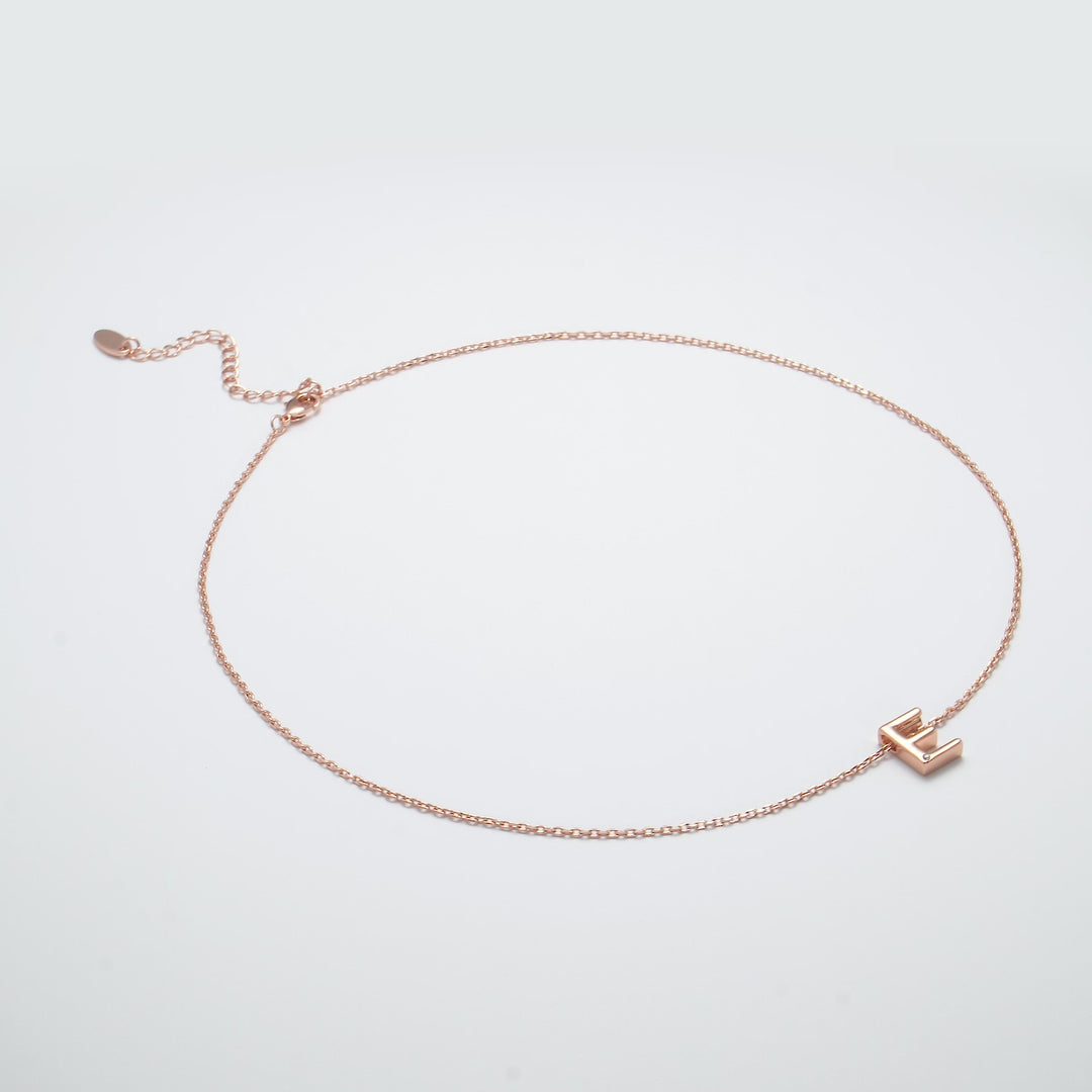 Rose Gold Plated Initial Necklace Letter E Created with Zircondia® Crystals Video