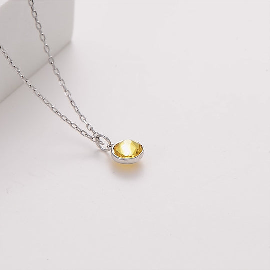 November (Topaz) Birthstone Necklace Created with Zircondia® Crystals Video