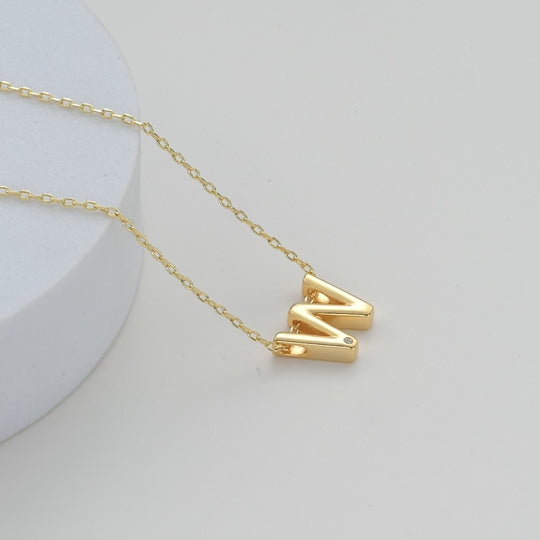 Gold Plated Initial Necklace Letter W Created with Zircondia® Crystals Video