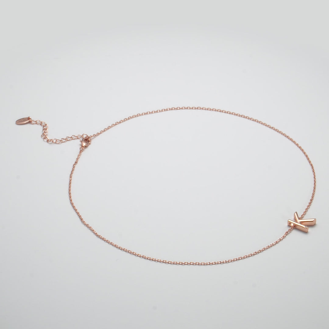 Rose Gold Plated Initial Necklace Letter K Created with Zircondia® Crystals Video