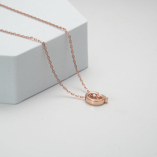 Rose Gold Plated Initial Necklace Letter G Created with Zircondia® Crystals Video