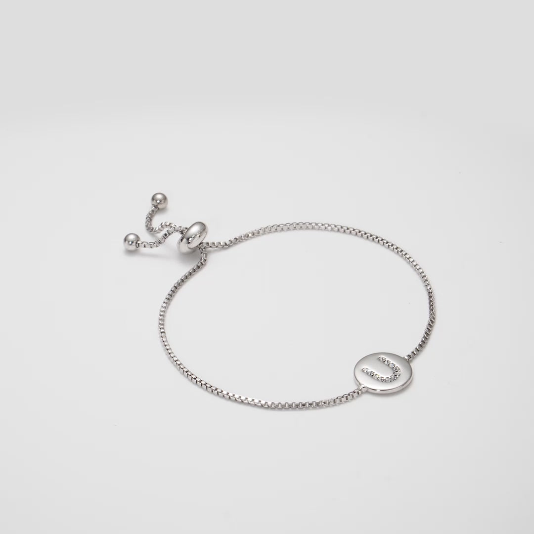 Initial Friendship Bracelet Letter U Created with Zircondia® Crystals Video