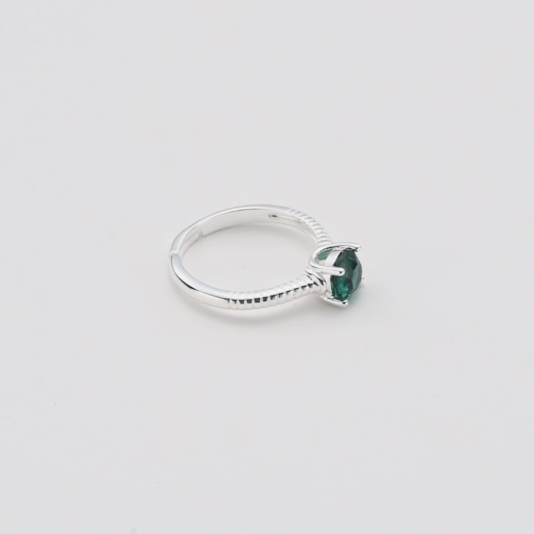 Green Adjustable Crystal Ring Created with Zircondia® Crystals Video