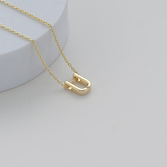 Gold Plated Initial Necklace Letter U Created with Zircondia® Crystals Video